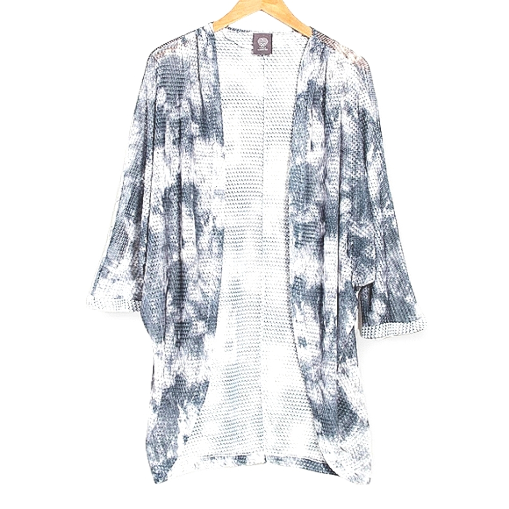 VINCE CAMUTO Neutral Tie-Dye Cuffed 3/4 Sleeve Knit Cocoon Cardigan Wrap Women's - Picture 3 of 9